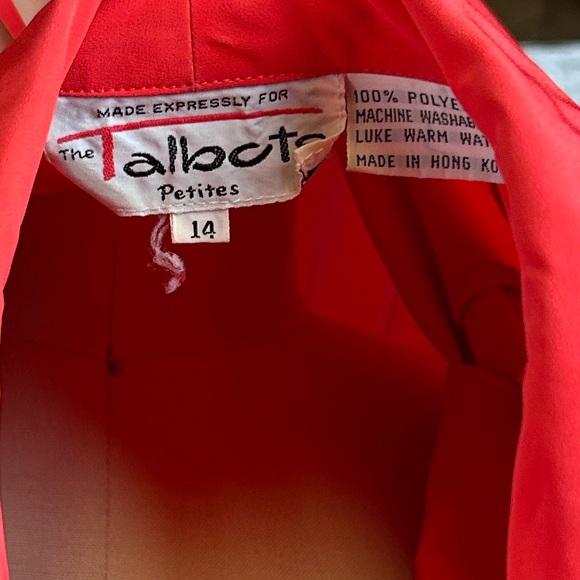 Talbots | Red Vintage Long Sleeve Polyester Midi Dress, petite, size 14P - Picture 14 of 14